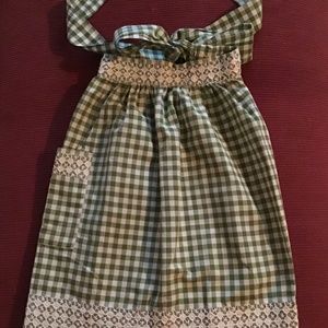 Vintage Green and White Gingham Apron